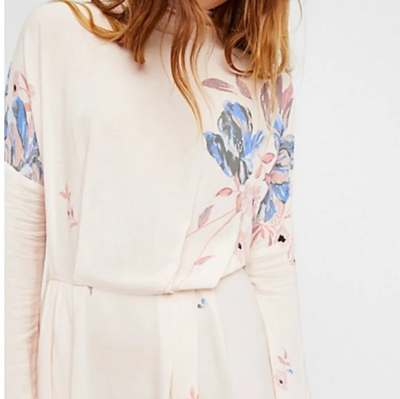 Free People Alabaster Combo Floral Long Sleeve Tunic Mini Dress Size Small - Picture 5 of 16